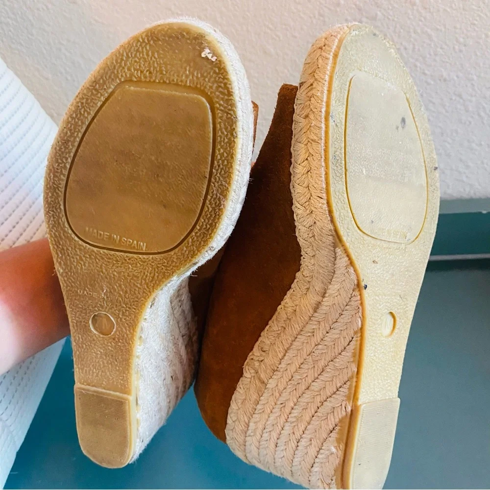 Vince Sonora Cashew Brown Espadrilles Wedges, Size 7 - Picture 9 of 11